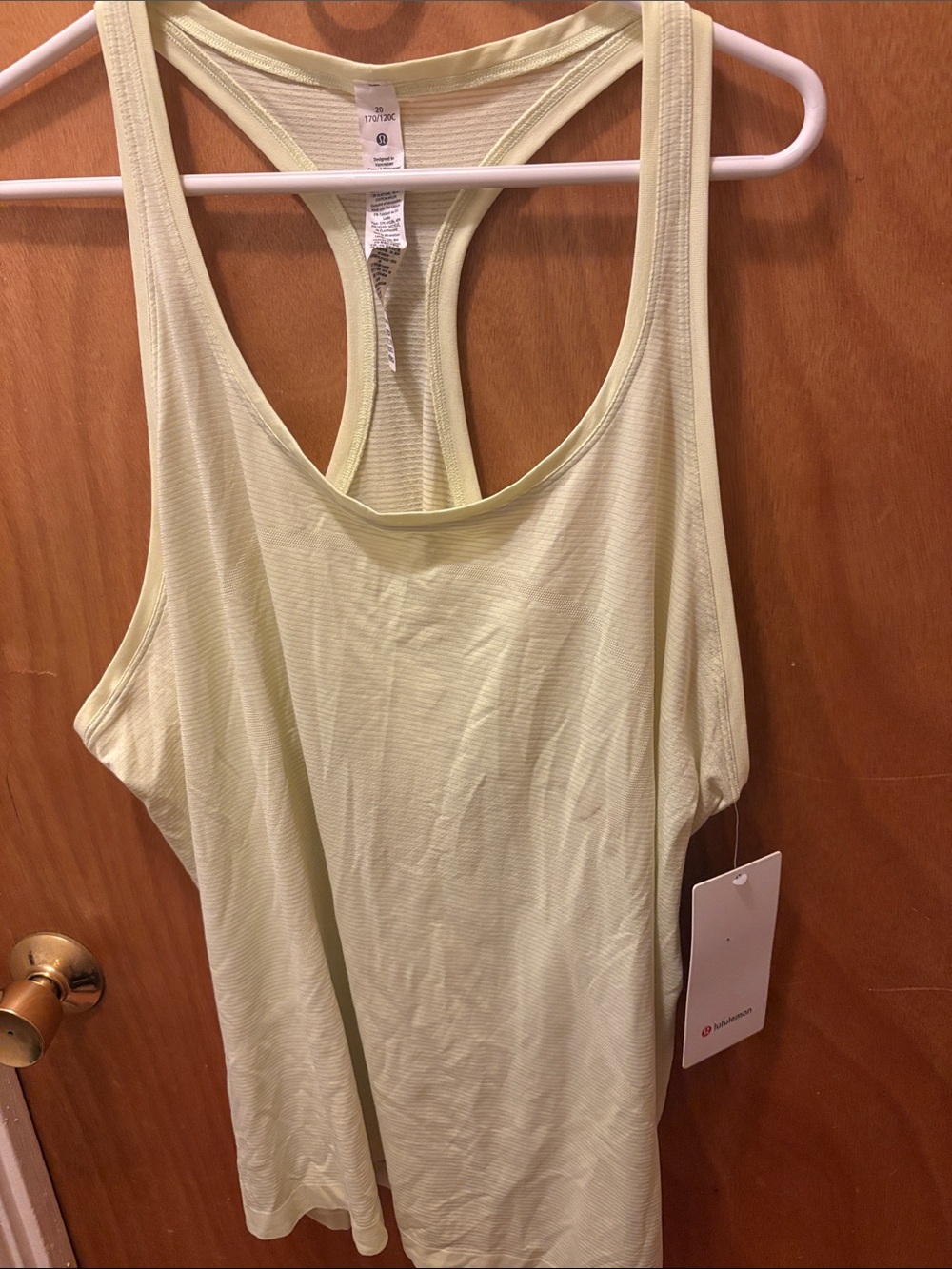 lululemon athletica Light Yellow Racerback Tank